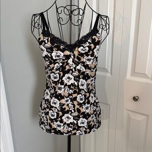 WHITE HOUSE | BLACK MARKET Floral Lace Trim Women's Top, S